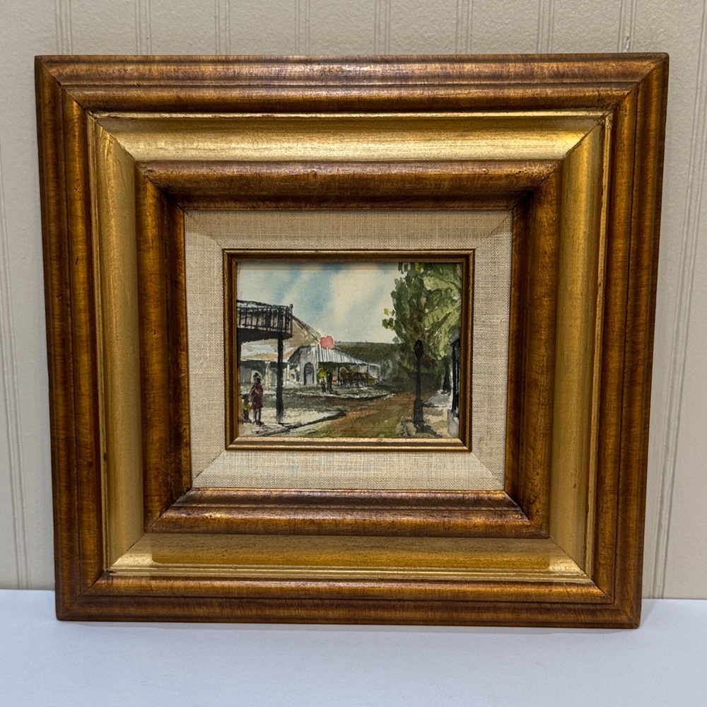 Framed Art Signed Landscape Mexico Wood Frame